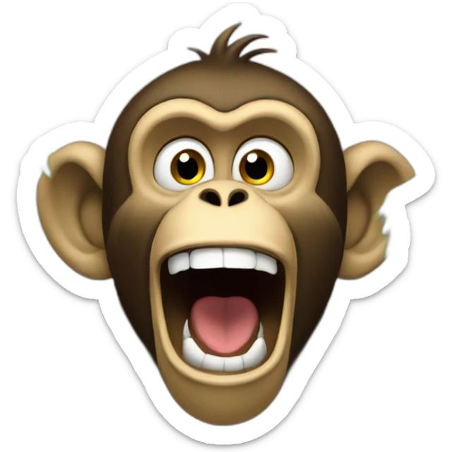 a monkey screaming into the trees about the universal labor of living sticker