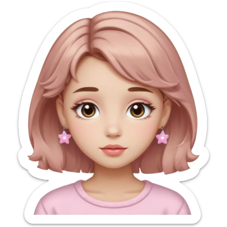  Soft Girl
Origin: TikTok/Western

Key Features: Pastel blush, gloss or tinted balm, fluffy brows, shimmery lids, small hair clips or pigtails.

Vibe: Playful, sweet, pastel-saturated cuteness — very Y2K meets kawaii.

Signature Trick: Emphasizes youthful, doll-like features with lots of pink. sticker