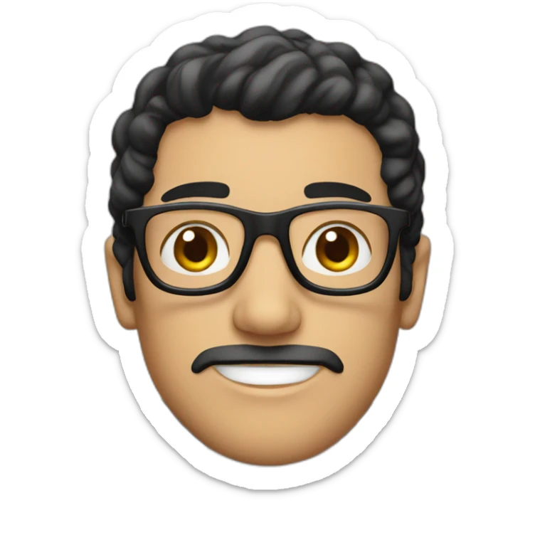 A white man with black hair and glasses wearing keffiyeh  sticker