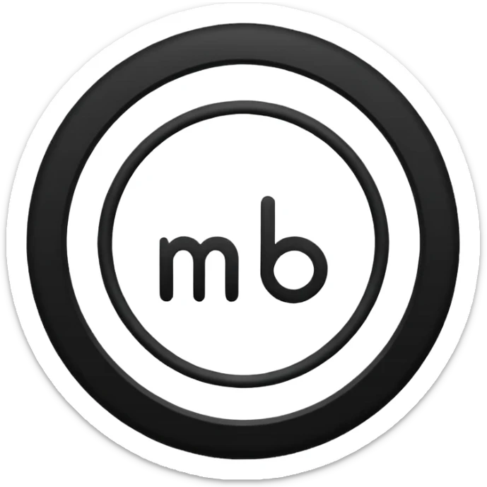 Black circle with “MB” written on in the middle of it. Nothing else no holes or anything. sticker