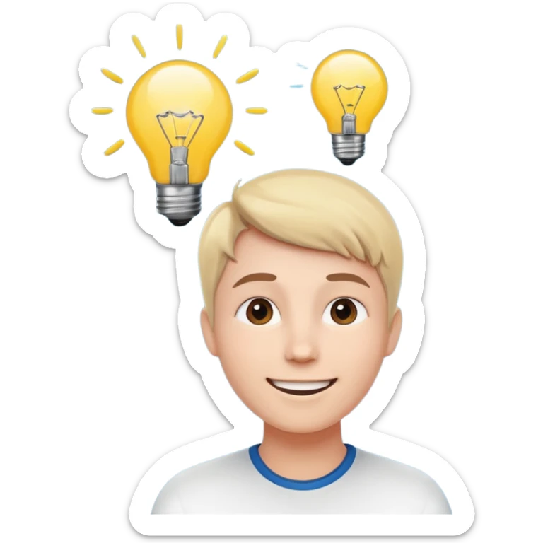 Generate a realistic emoji of someone happy figuring something out and being smart about it sticker