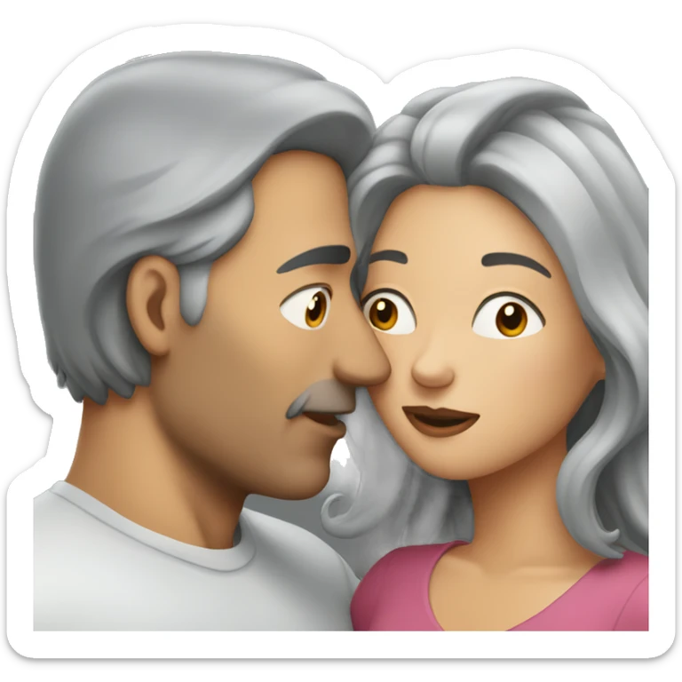 Man with brown hair kissing woman with long gray hair  sticker