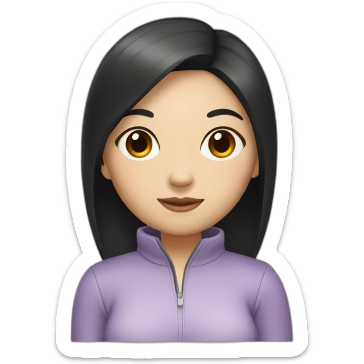 Asian woman with black hair and with whole body sticker