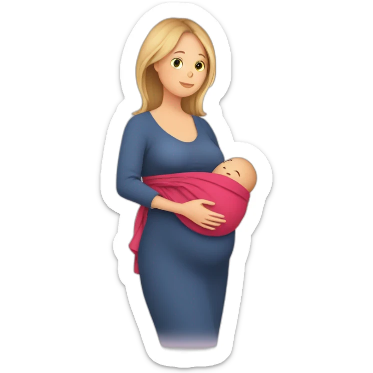 European pregnancy Babywearing mom with baby and wrap sticker