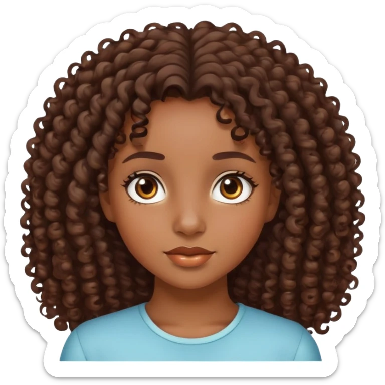 black girl with curly brown hair and brown eyes sticker