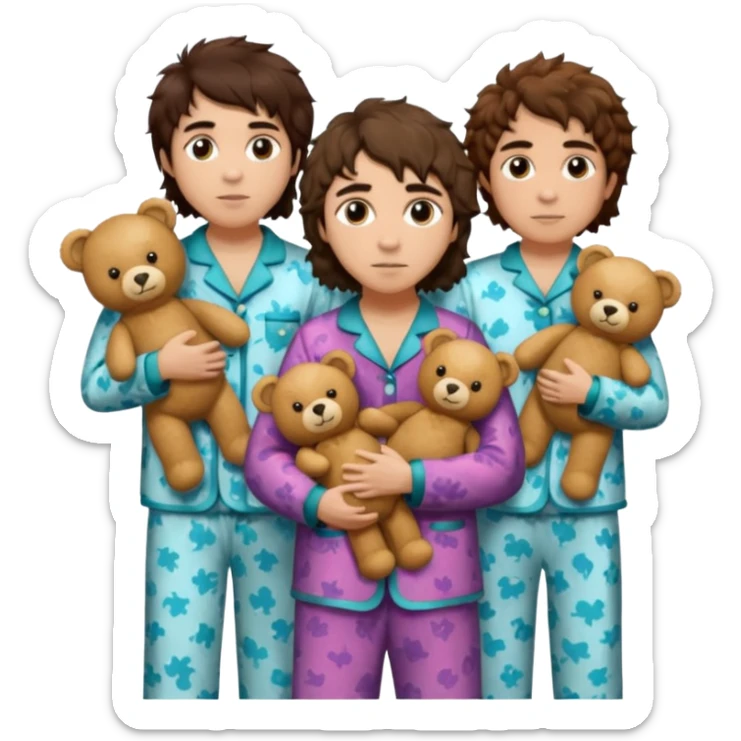 the band greta van fleet wearing pajamas and holding teddy bears sticker