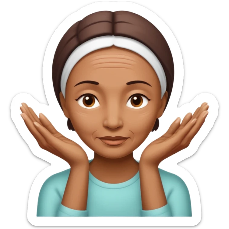 Simple emoji of a face with wrinkles being smoothed by hands,
both hands gently stretching the skin,
wrinkles visible on one part and smooth skin on the other,
clear wrinkle-reducing effect,
simple and easy-to-understand icon,
no beauty or medical elements

 sticker