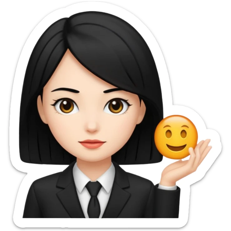 👩🏻‍⚖️ i need an image like this for a political analays with black hair and blck suit sticker