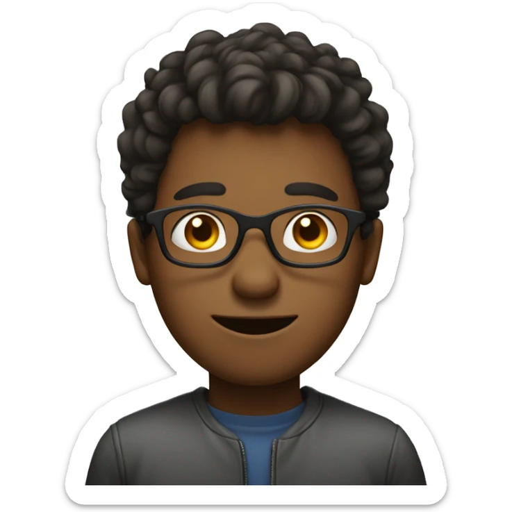 a boy with glasses and a long face with his hair sticking up sticker