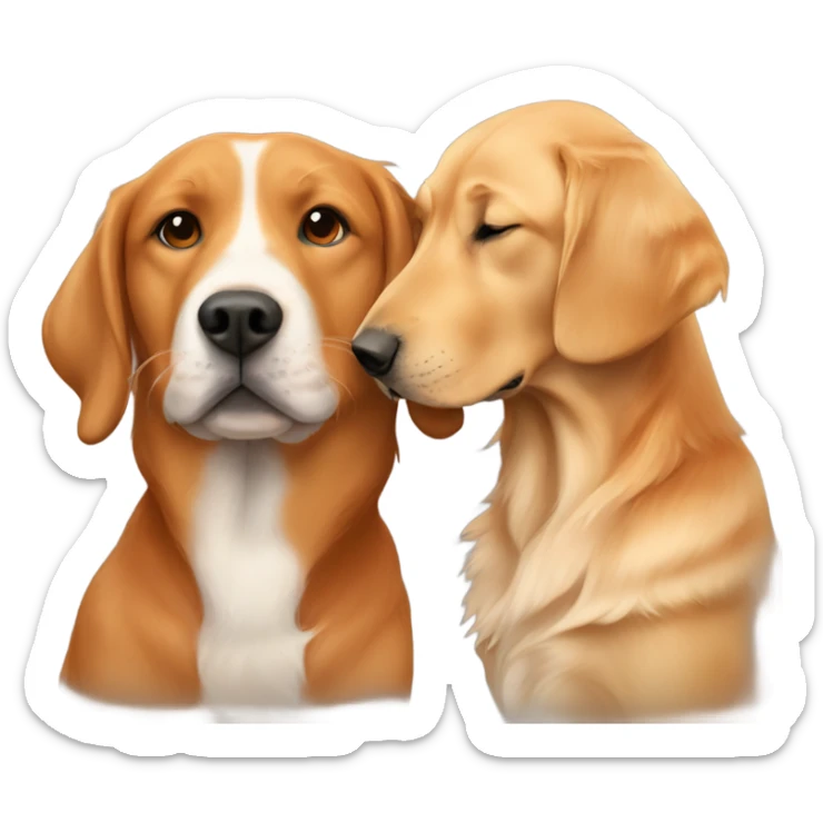 Couple kissing and fox red Labrador and golden retriever  sticker