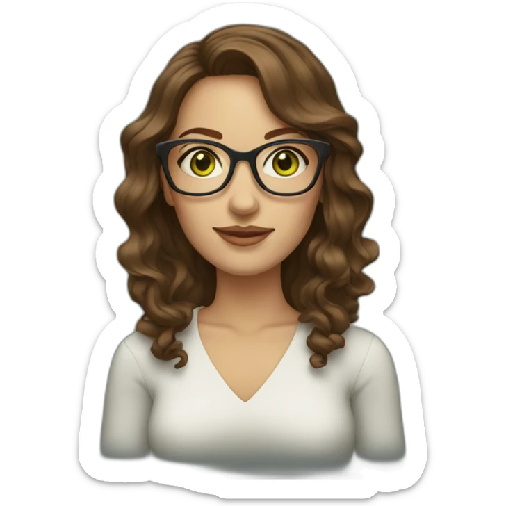 woman-with-wavy-brown-hair-square-glasses-green-eyes sticker
