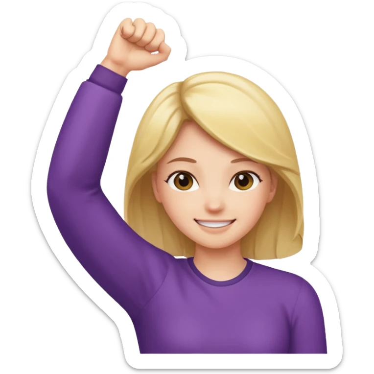 Girl holding up her fist above her head and smiling  sticker