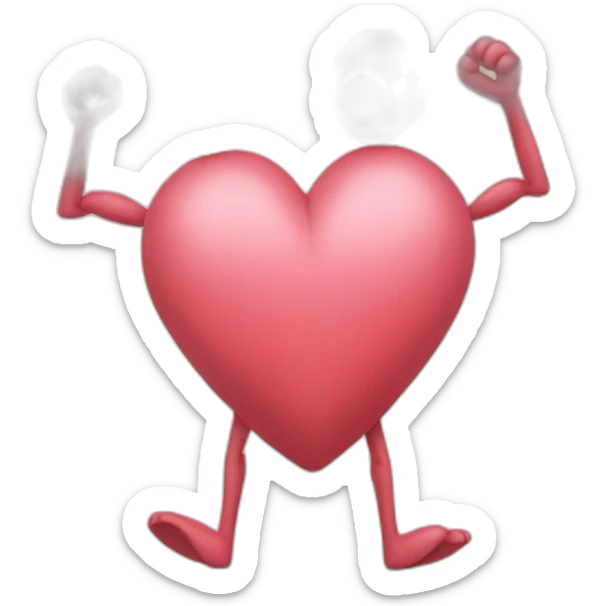 Heart with a drawn face and arms and legs coming out of it sticker