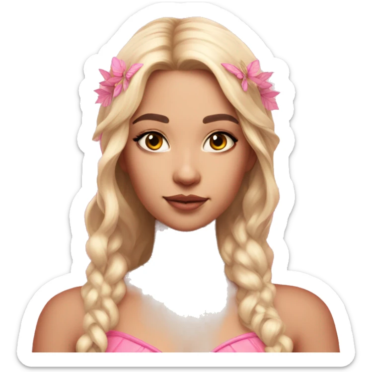 Beautiful, leaf, fairy,beautiful makeup, pink shadows ,light skin, pink outfit , long blond hair, big wings sticker