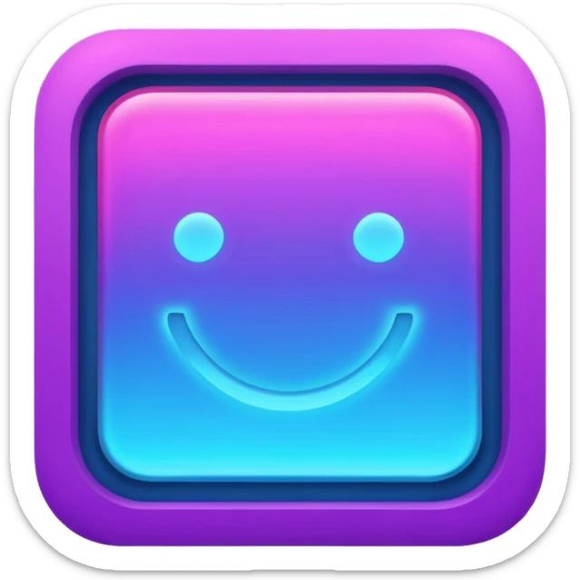 A glowing neon square in shades of blue and purple sticker