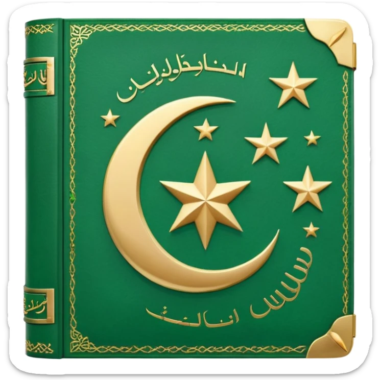 Closed Quran with the Islamic Symbol on it (moon and star) green sticker