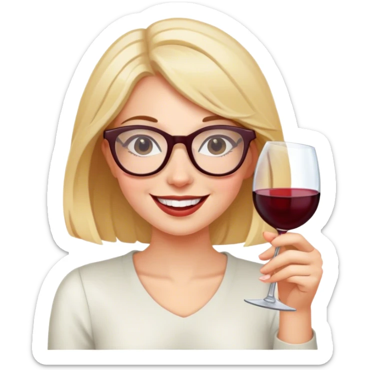 happy girl with glasses of wine sticker