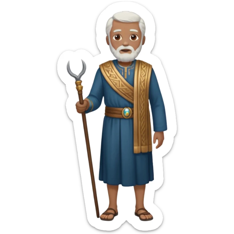 El anciano: persona noble y bondadosa, ropa normal es decir, ni de persona millonaria ni de persona sin dinero, pelo blanco, barba corta blanca. cuerpo entero de la época púnica sticker