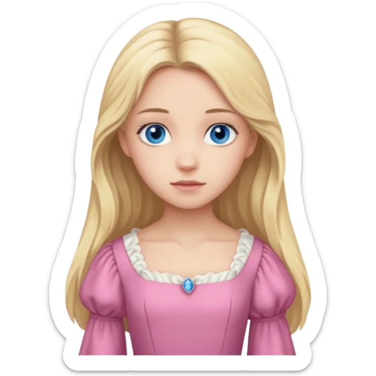 Fantine From Les Miserables with light skin, blue eyes, Blonde long Hair, pink outfit sticker