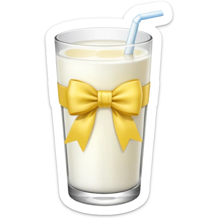 Glass of milk with a yellow bow wrapped around the glass  sticker