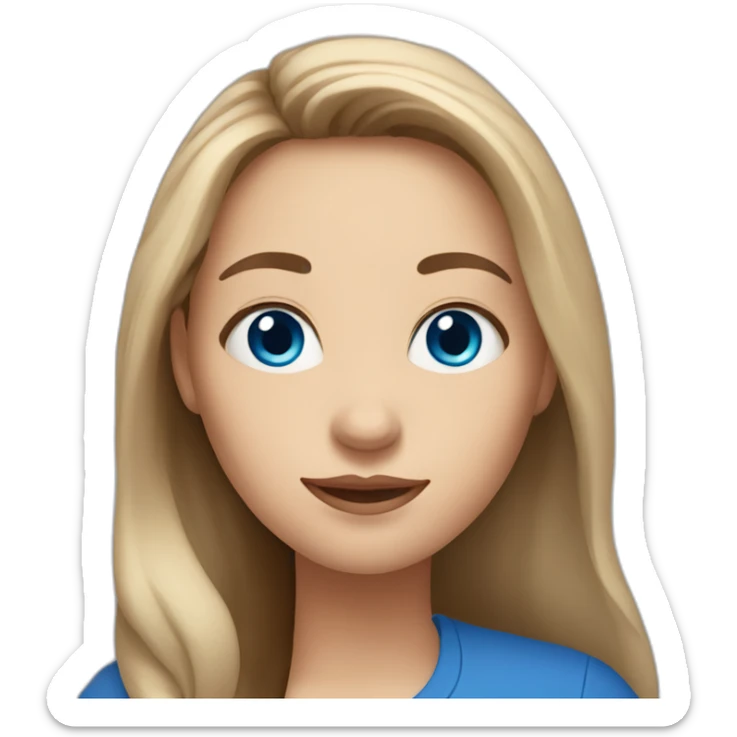 finnish woman with big cheeks and small blue eyes and brown long hair sticker