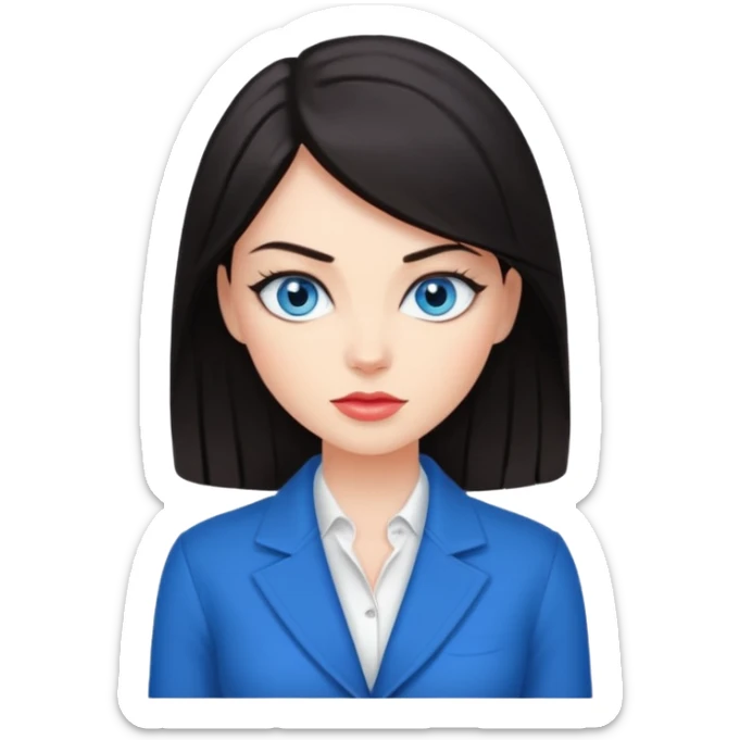 Sassy dark hair woman with blue eyes sticker