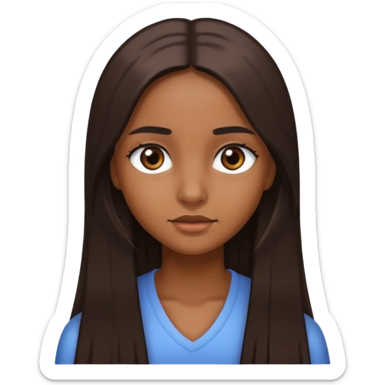 A girl with long straight hair and brown skin  sticker