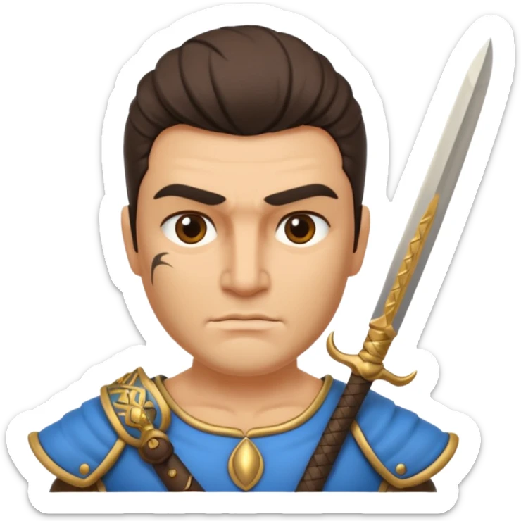 crea a un guerrero griego estoico, muy musculoso 3d sticker