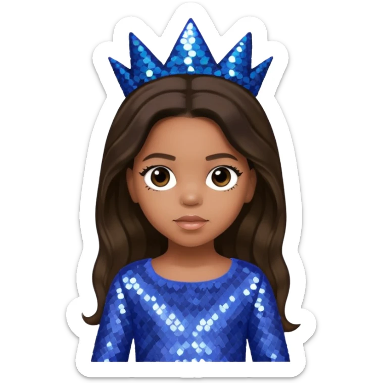 Blue Ivy Carter with long dark brown hair, periwinkle sequin outfit sticker