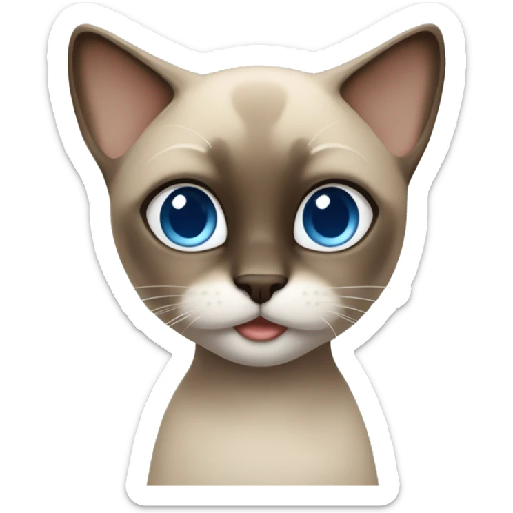 Dark Brown face - beige body and ears female thai cat with blue eyes  sticker