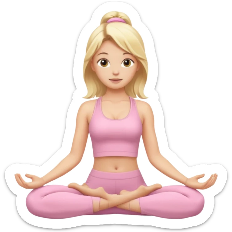 blonde yoga girl light pink clothes n sticker