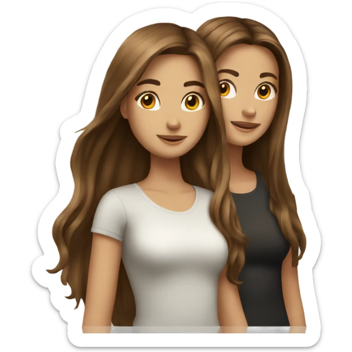 friends with long brown hair both girls  sticker