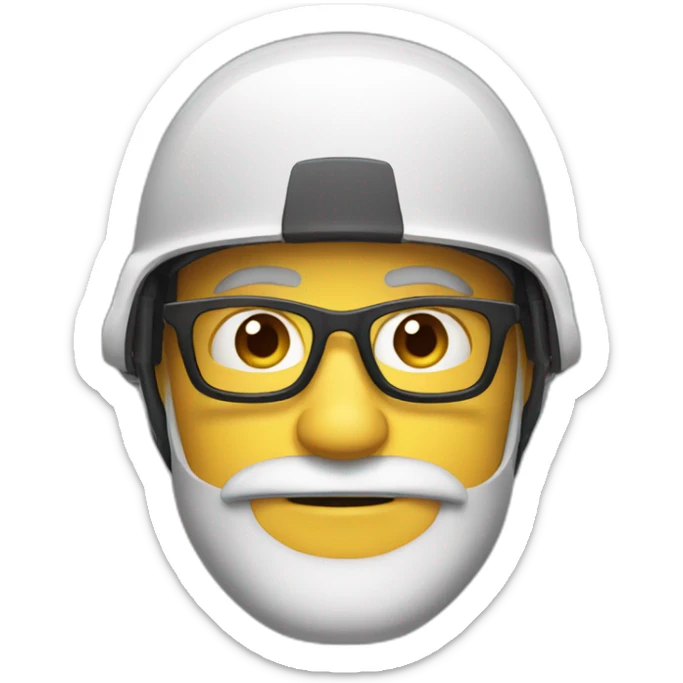 one face of a man with a brown beard and a helmet wearing glasses sticker