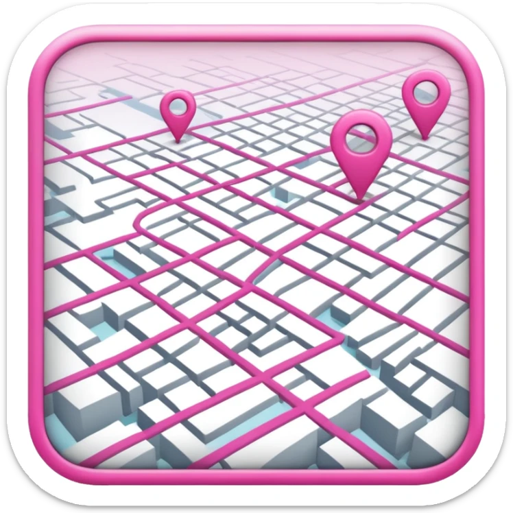 mix pink of a big gps map of the lines sticker