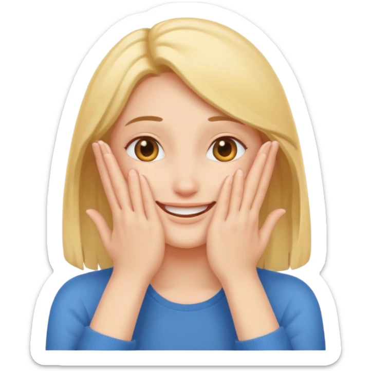 Smiling face with smiling eyes with hands covering face out of shyness sticker