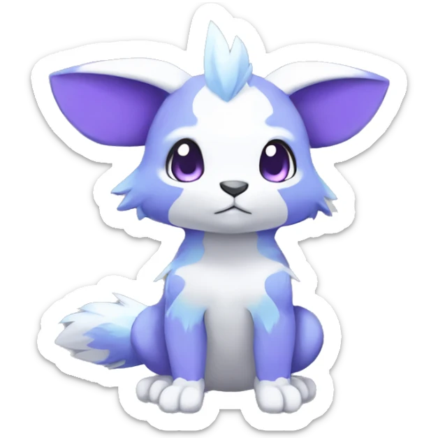 Cute cool purple white blue animal hybrid Fakemon full body sticker