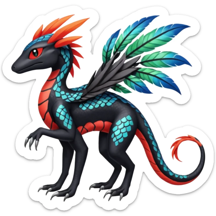 Meloetta-Salandit-Nargacuga-Pokémon-Fakémon-fusion-hybrid-creature sticker