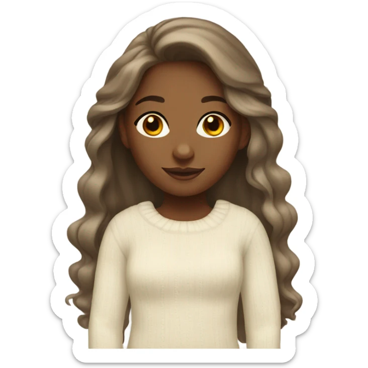 Brown girl with blond long hair dressed with a ivory sweater sticker