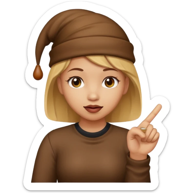 Un fille a la tête de caca et avec un doigt d'honneur  sticker