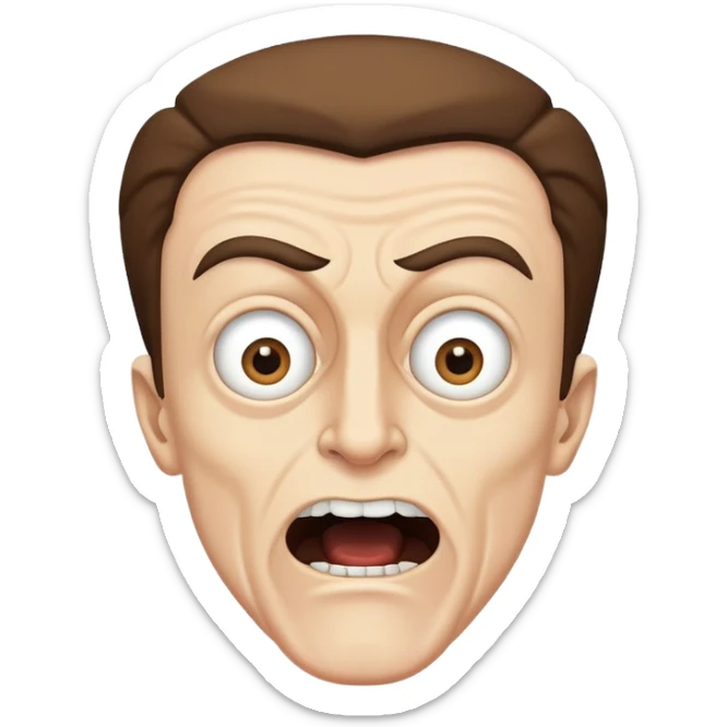 face with wide eyes and open mouth in historical context of John Brown's raid sticker