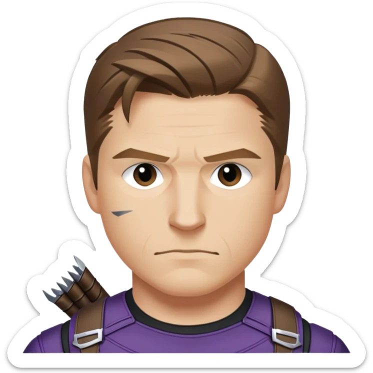 hawkeye clint barton portrait marvel, brown hair from captain america: civil war sticker