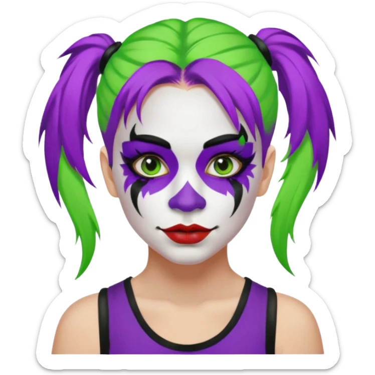 Make her a cute juggalette with neon green and purple hair sticker