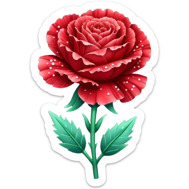 Un clavel rojo con purpurina y polvo mágico sticker