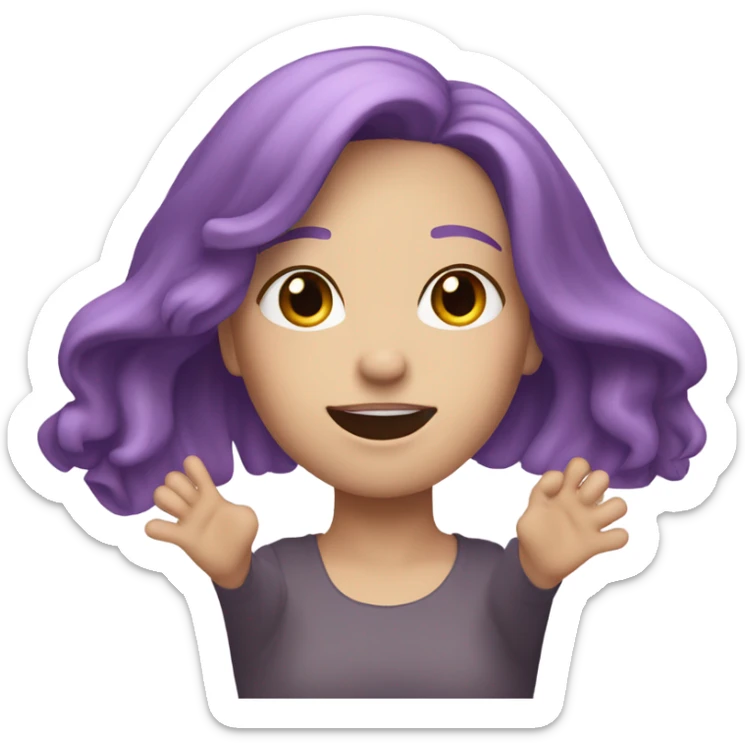 Purple haired white  girl with her arms in the air sticker
