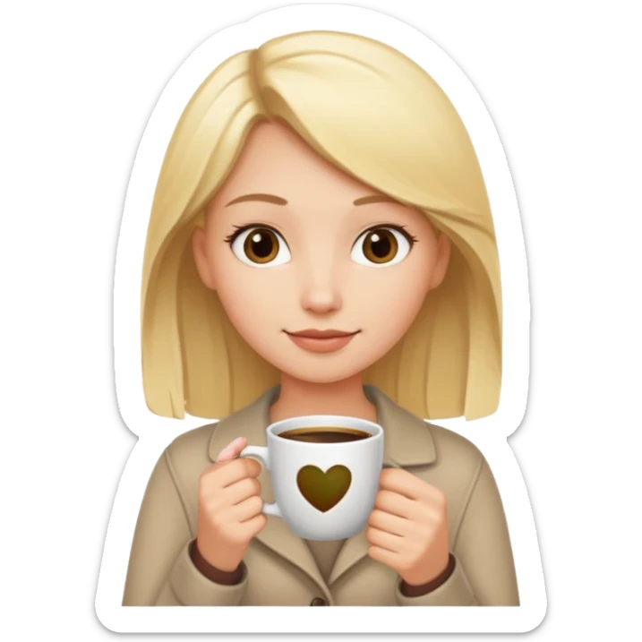 Blonde hair girl with cup of coffee  sticker