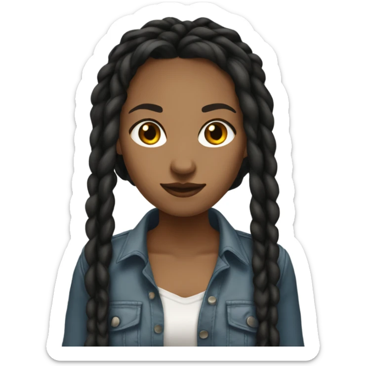 Tan girl with black locs dark white tied shirt  sticker