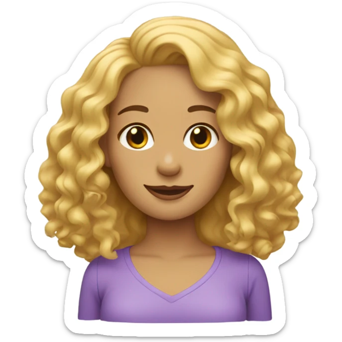 Women with blonde wavy hair und a dachshund sticker