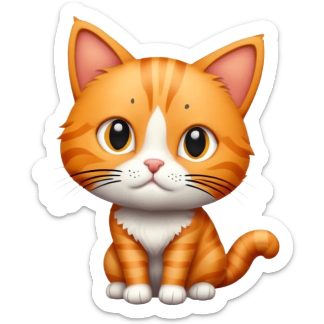 Orange tabby cat with black stripes on the body but not the head. The head is solid orange with no stripes. sticker