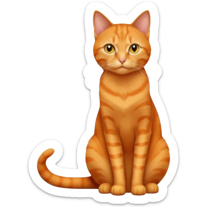 full body solid orange domestic shorthair slim cat with yellow/orange eyes sitting sticker