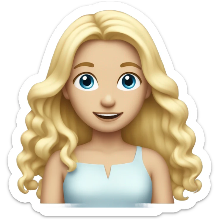 Blonde girl long hair blue eyes birthday sticker